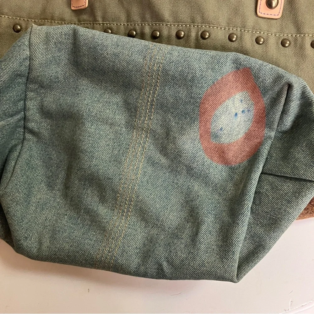 Vintage Y2k Guess Patchwork Reversible Tote Boho Fairycore Grunge Brass G Logo